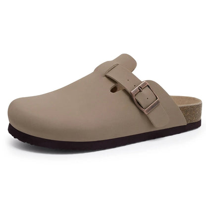 Comwarm Arch Support Suede Mules – Unisex Cork Sole Clogs for Home, Beach, Outdoor Comfort & Stylish Everyday Footwear