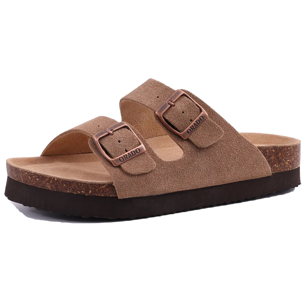 Comwarm Arch Support Suede Mules – Unisex Cork Sole Clogs for Home, Beach, Outdoor Comfort & Stylish Everyday Footwear