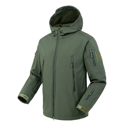 Tactical Military Shark Skin Jacket – Waterproof Softshell Combat Bomber Coat with Hood for Outdoor, Hiking, or Army Gear