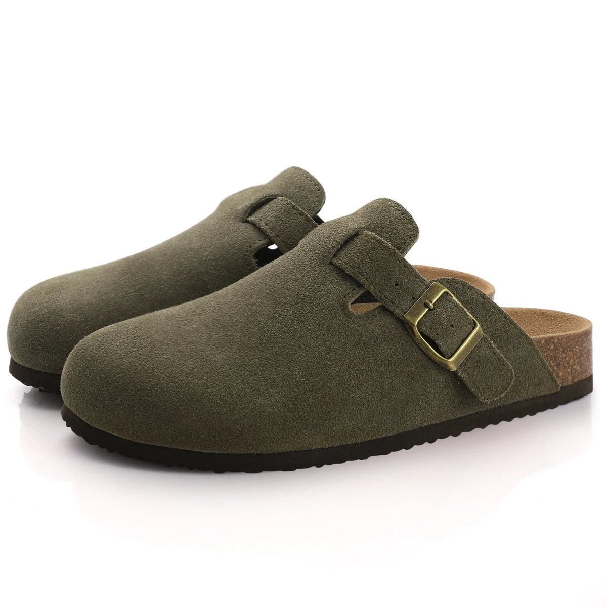 Comwarm Arch Support Suede Mules – Unisex Cork Sole Clogs for Home, Beach, Outdoor Comfort & Stylish Everyday Footwear