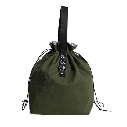 Drawstring Canvas Lunch Tote Bag – Insulated Fresh-Keeping Bento Box Carrier for School, Work, Picnics, and Daily Food Storage Style