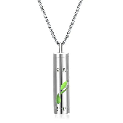 Aromatherapy Pendant Essential Oil Bottle Necklace – Stainless Steel Hollow Corrugated Couple Pendant for Diffusing and Healing Fragrance on the Go