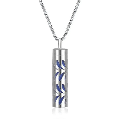 Aromatherapy Pendant Essential Oil Bottle Necklace – Stainless Steel Hollow Corrugated Couple Pendant for Diffusing and Healing Fragrance on the Go