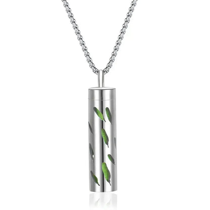 Aromatherapy Pendant Essential Oil Bottle Necklace – Stainless Steel Hollow Corrugated Couple Pendant for Diffusing and Healing Fragrance on the Go