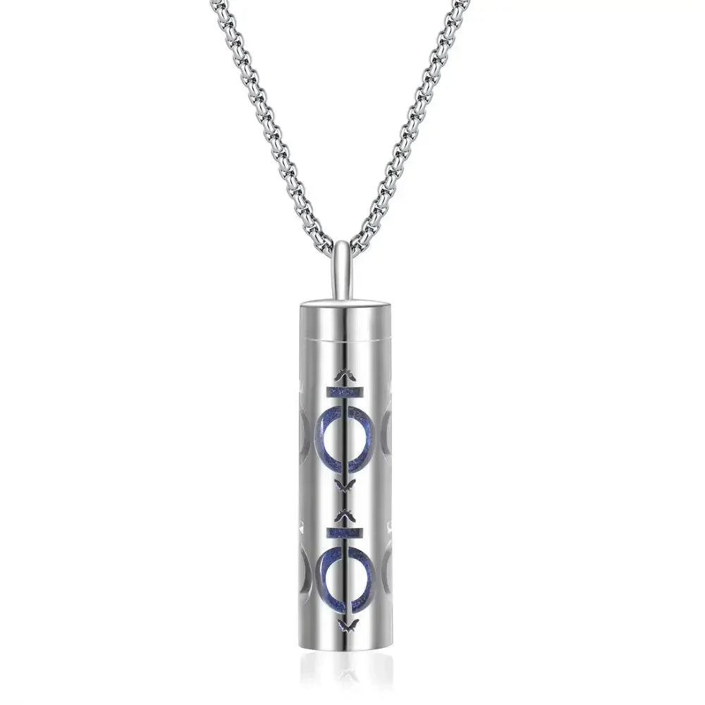 Aromatherapy Pendant Essential Oil Bottle Necklace – Stainless Steel Hollow Corrugated Couple Pendant for Diffusing and Healing Fragrance on the Go