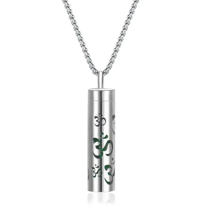 Aromatherapy Pendant Essential Oil Bottle Necklace – Stainless Steel Hollow Corrugated Couple Pendant for Diffusing and Healing Fragrance on the Go