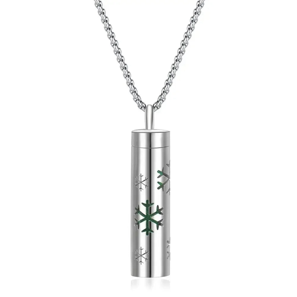 Aromatherapy Pendant Essential Oil Bottle Necklace – Stainless Steel Hollow Corrugated Couple Pendant for Diffusing and Healing Fragrance on the Go