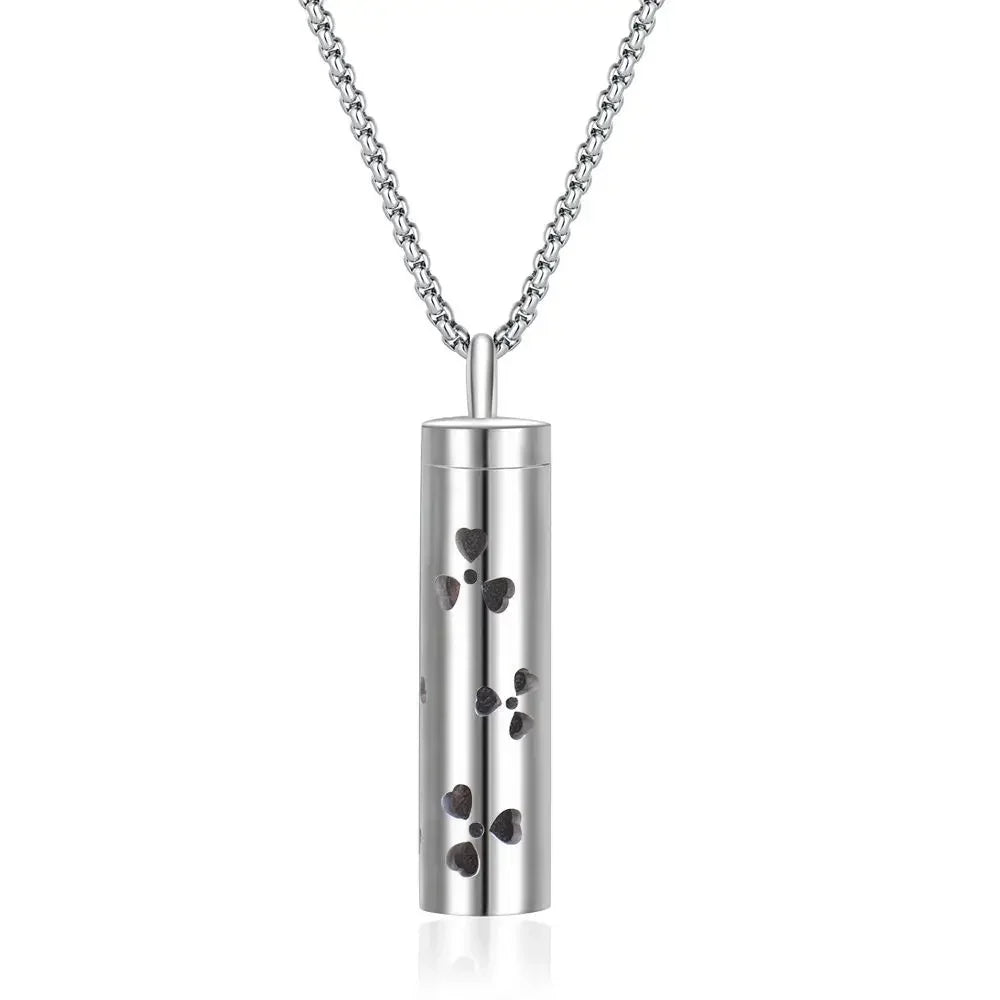 Aromatherapy Pendant Essential Oil Bottle Necklace – Stainless Steel Hollow Corrugated Couple Pendant for Diffusing and Healing Fragrance on the Go