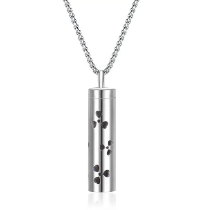 Aromatherapy Pendant Essential Oil Bottle Necklace – Stainless Steel Hollow Corrugated Couple Pendant for Diffusing and Healing Fragrance on the Go
