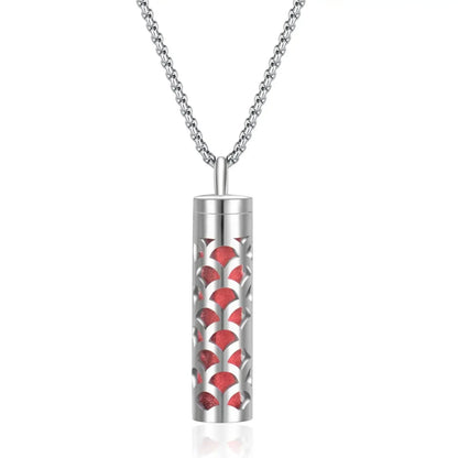 Aromatherapy Pendant Essential Oil Bottle Necklace – Stainless Steel Hollow Corrugated Couple Pendant for Diffusing and Healing Fragrance on the Go