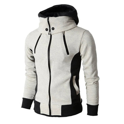 Zip-Up Men’s Hoodie with Warm Scarf Collar – Outdoor Sports Sweatshirt for Daily Winter Comfort and Modern Streetwear Vibes