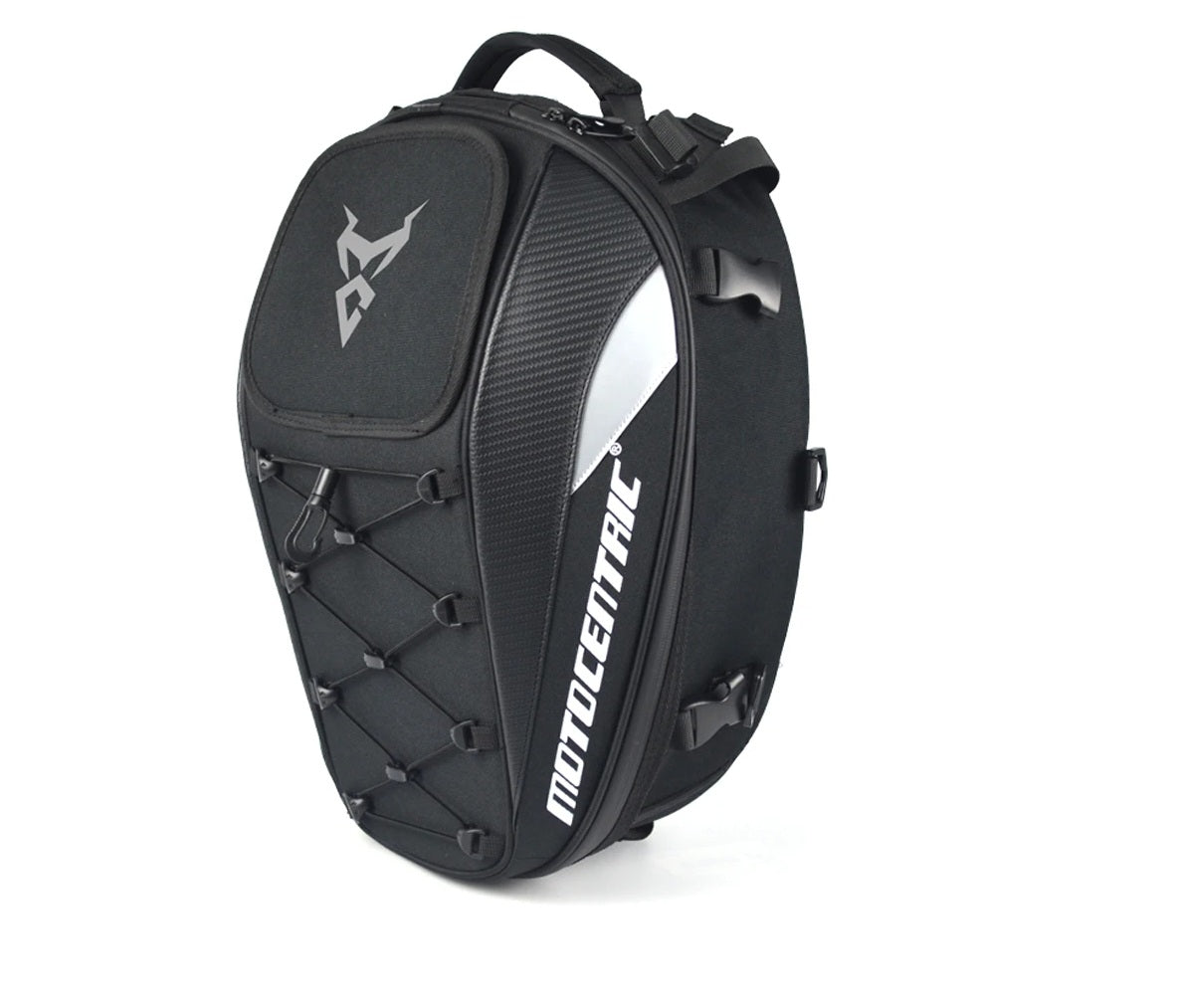 Motocentric Waterproof Tail Bag – High-Capacity Multipurpose Motorcycle Rear Seat Storage & Rider Backpack with Durable Material & Secure Design