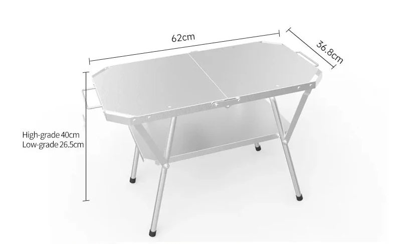 Outdoor Compact Folding Steel Table – Durable Camping BBQ Table for Tactical Outdoor Use, Picnics, and Portable Cooking Setups