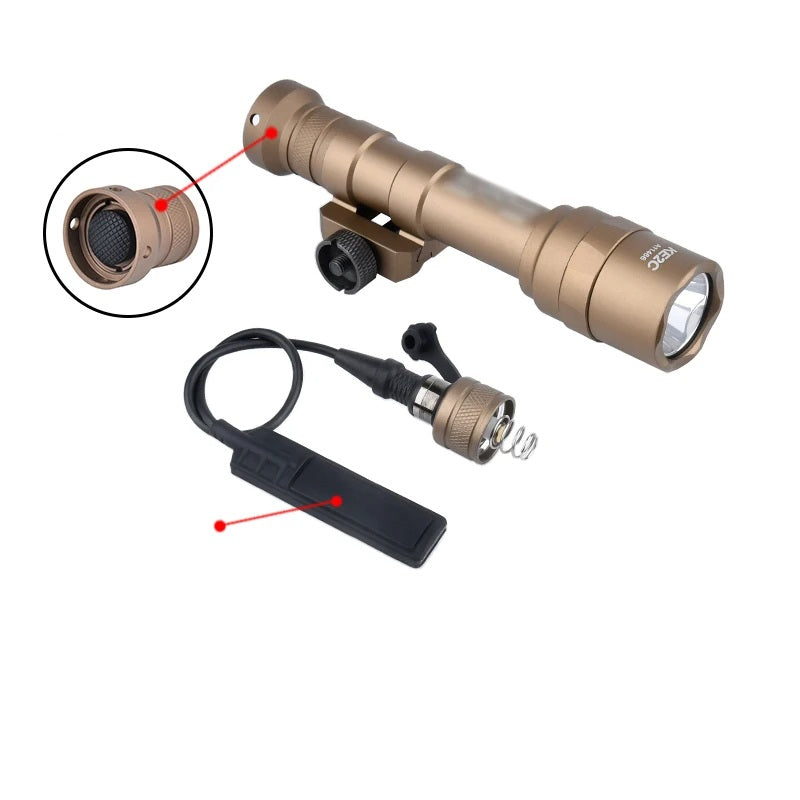 Tactical Flashlight with Dual Function Remote Pressure Switch - Hunting Light with AXON Dual Remote Switch Flashlight, M300 M600 Fits 20mm Rails for Airsoft Pros