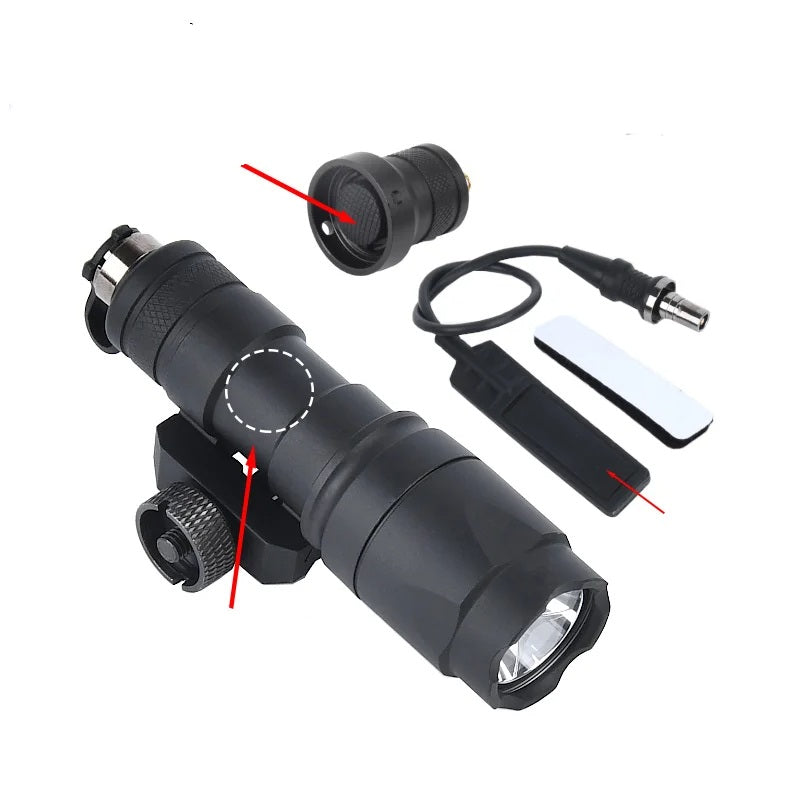 Tactical Flashlight with Dual Function Remote Pressure Switch - Hunting Light with AXON Dual Remote Switch Flashlight, M300 M600 Fits 20mm Rails for Airsoft Pros
