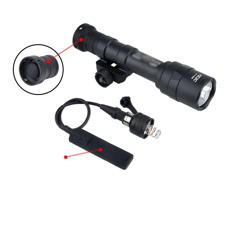 Tactical Flashlight with Dual Function Remote Pressure Switch - Hunting Light with AXON Dual Remote Switch Flashlight, M300 M600 Fits 20mm Rails for Airsoft Pros