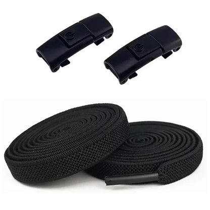 Elastic No Tie Shoelaces - 2-Pair Flat Locking Laces for Kids & Adults Sneakers