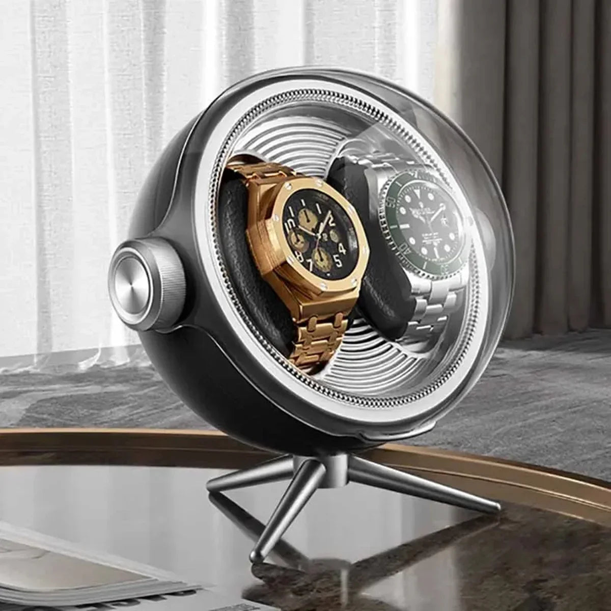 Luxury Automatic Watch Winder – Zero Magnetism Silent Storage Box with LED for Mechanical Watches, Bedside Display, or Gift Showcase