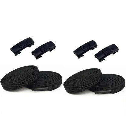 Elastic No Tie Shoelaces - 2-Pair Flat Locking Laces for Kids & Adults Sneakers
