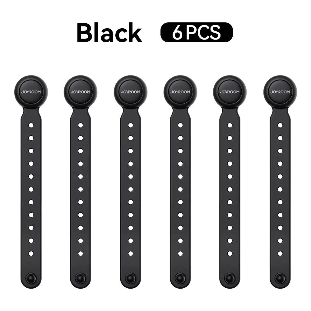Magnetic Cable Management Ties – 6pcs. Adjustable 11cm Hook & Loop Wire Straps for Effortless, Tangle-Free Home Organization