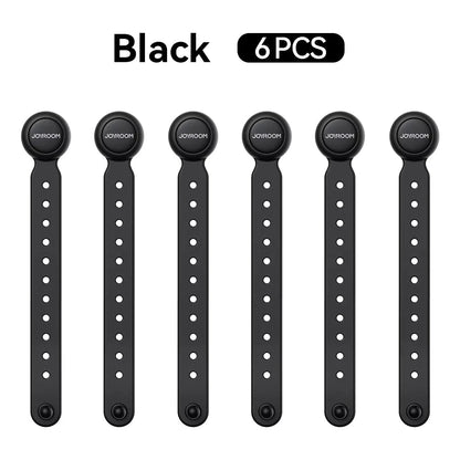 Magnetic Cable Management Ties – 6pcs. Adjustable 11cm Hook & Loop Wire Straps for Effortless, Tangle-Free Home Organization