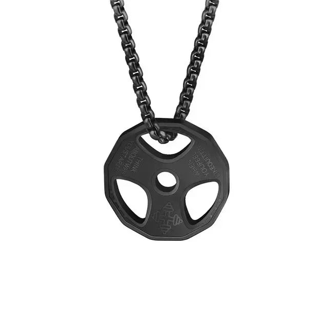 Steel Dumbbell Necklace - Fitness-Inspired Gym Jewelry for Men & Women, Bold Workout Pendant Gift for Lifters & Trainers