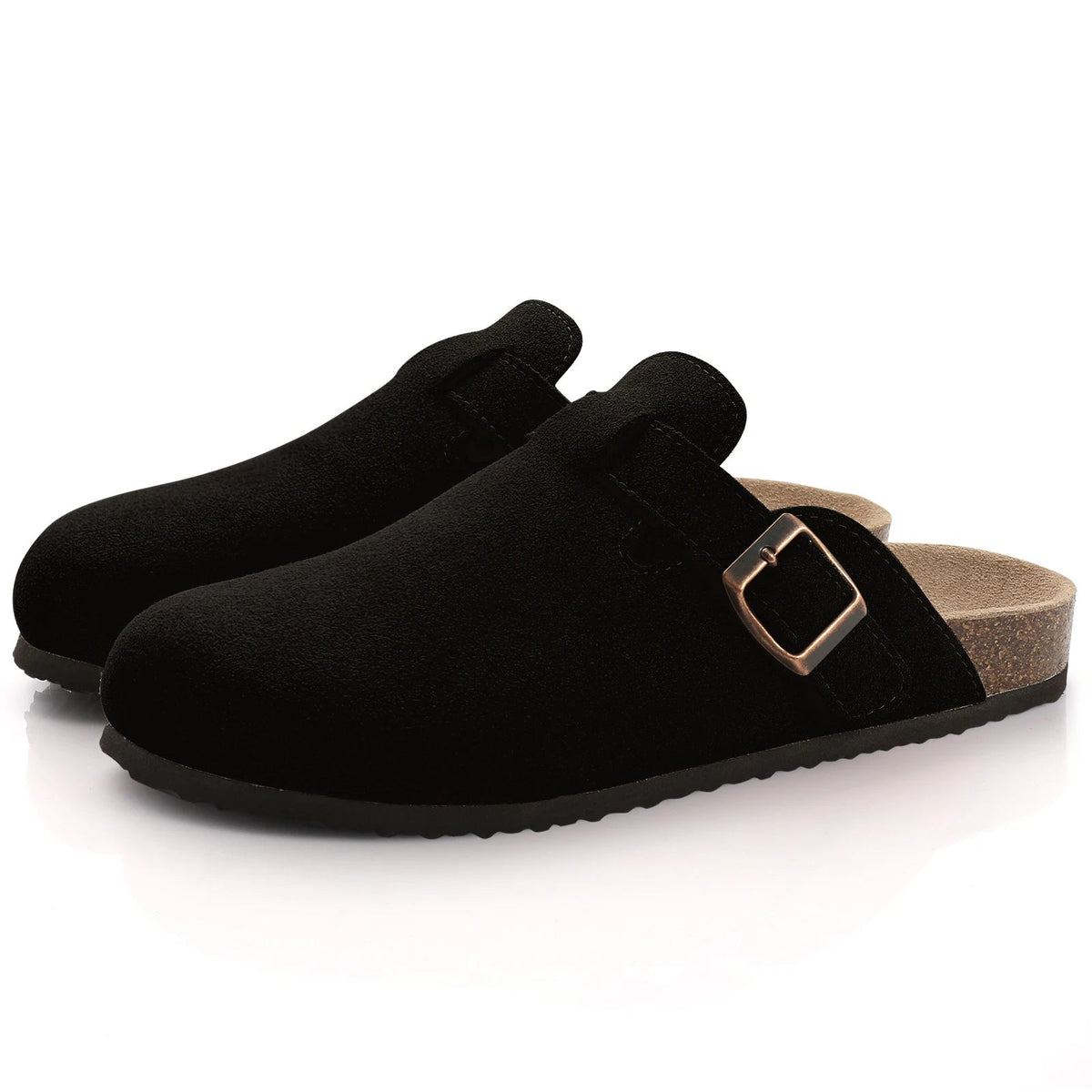 Comwarm Arch Support Suede Mules – Unisex Cork Sole Clogs for Home, Beach, Outdoor Comfort & Stylish Everyday Footwear