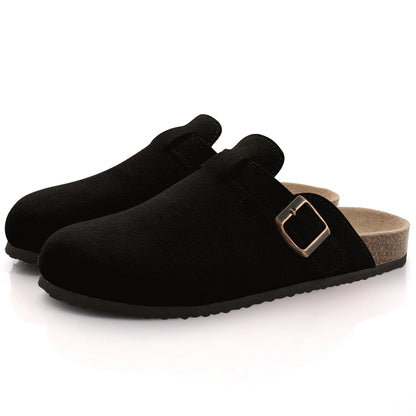 Comwarm Arch Support Suede Mules – Unisex Cork Sole Clogs for Home, Beach, Outdoor Comfort & Stylish Everyday Footwear