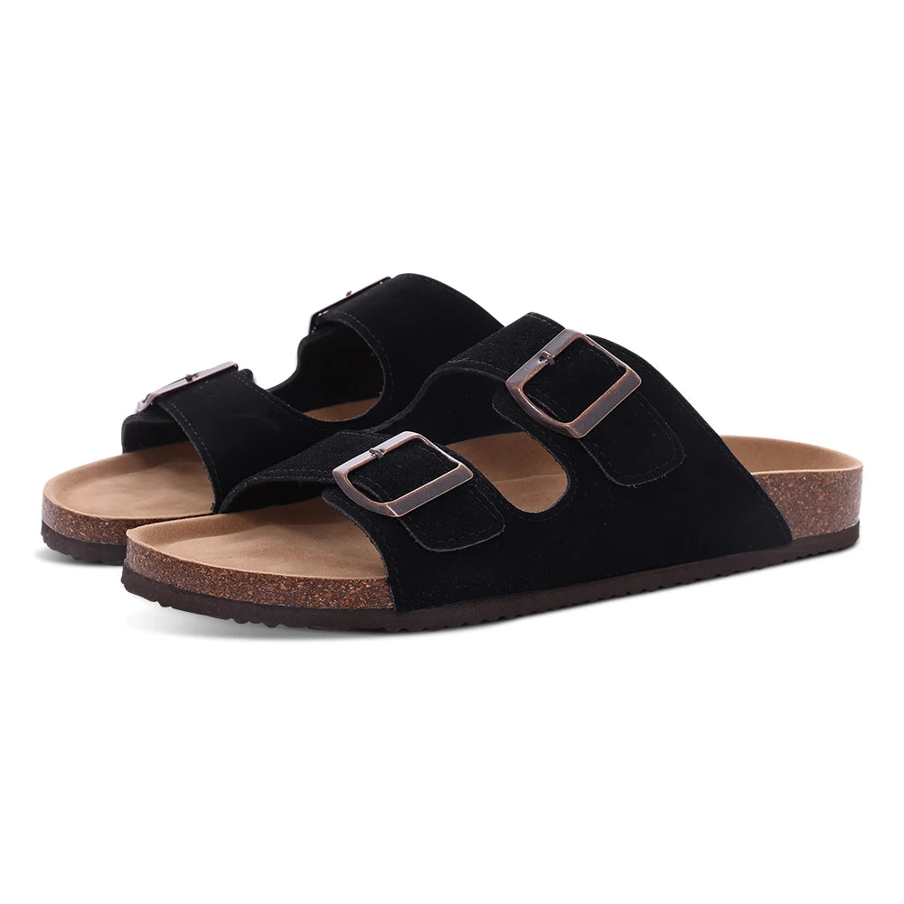 Comwarm Arch Support Suede Mules – Unisex Cork Sole Clogs for Home, Beach, Outdoor Comfort & Stylish Everyday Footwear
