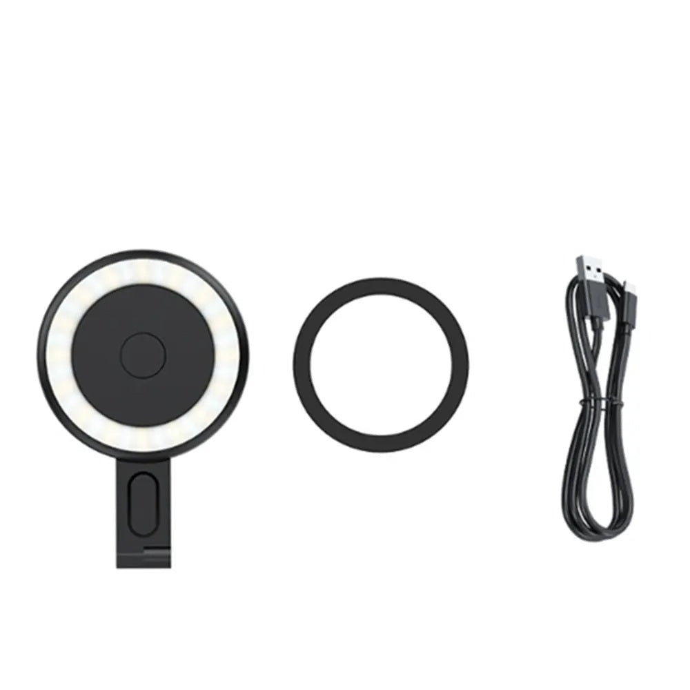 Magnetic Selfie Ring Light – Adjustable 180° Flip LED Fill Light Bracket for iPhone 15/14/13/12 & Android Makeup Glow