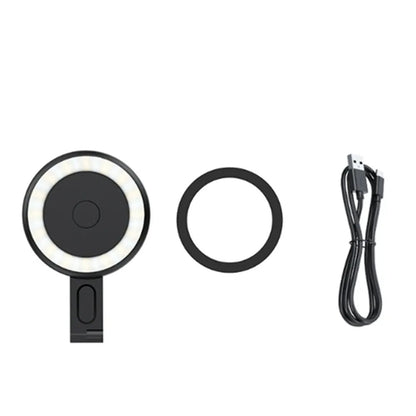 Magnetic Selfie Ring Light – Adjustable 180° Flip LED Fill Light Bracket for iPhone 15/14/13/12 & Android Makeup Glow