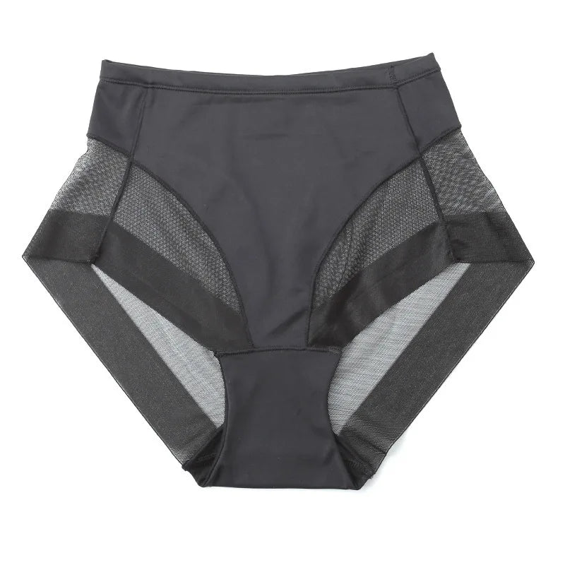 Mid-Waist Breathable Women’s Briefs – Hip-Lifting Transparent Mesh Corset Panties in Ice Silk for All-Day Comfort and Flattering Waistline Support