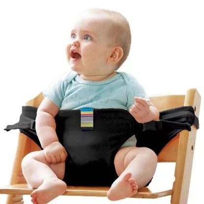 Portable Baby Dining Chair Harness – Washable Fabric Travel High Chair Seat with Safety Belt That Straps Around a Standard Dining Chair