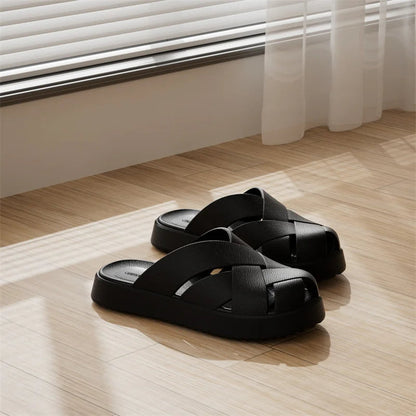 Unisex Closed-Toe EVA Slippers – Soft Anti-Slip Summer Sandals for Men & Women, Outdoor Baotou House Shoes for Home Comfort