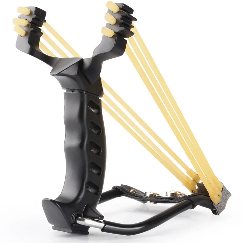 Professional Hunting Slingshot – High Strength Steel, Folding Wrist Support, and Rubber Band Catapult for Precision Shooting