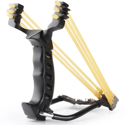 Professional Hunting Slingshot – High Strength Steel, Folding Wrist Support, and Rubber Band Catapult for Precision Shooting