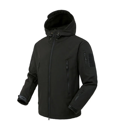 Tactical Military Shark Skin Jacket – Waterproof Softshell Combat Bomber Coat with Hood for Outdoor, Hiking, or Army Gear