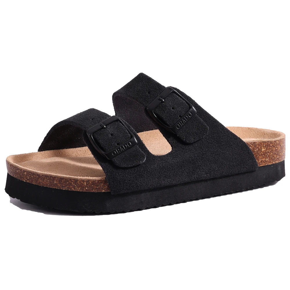 Comwarm Arch Support Suede Mules – Unisex Cork Sole Clogs for Home, Beach, Outdoor Comfort & Stylish Everyday Footwear