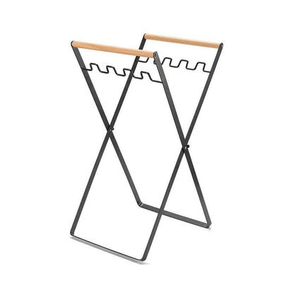 Portable Wooden Handle Bracket- Foldable Trash Rack Camping Garbage Shelf for Storing Kitchen Debris, Bags & Outdoor Waste