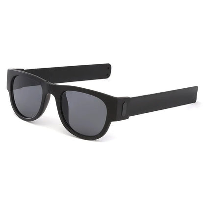 Folding Slap Sunglasses – Trendy Polarized Shades for Men with Mirror Finish and Wristband-Style Folding Innovation