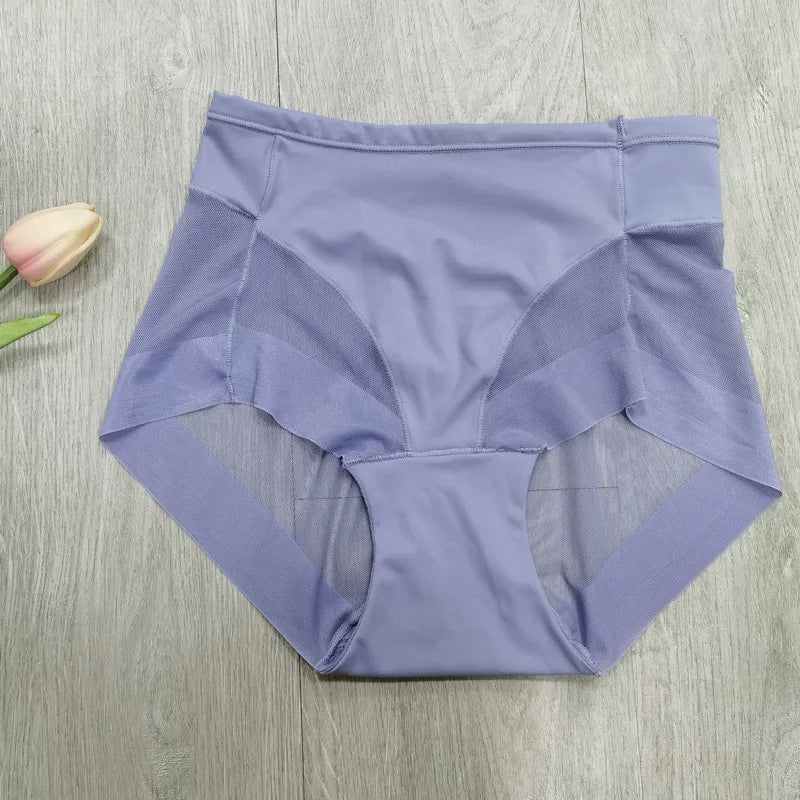 Mid-Waist Breathable Women’s Briefs – Hip-Lifting Transparent Mesh Corset Panties in Ice Silk for All-Day Comfort and Flattering Waistline Support