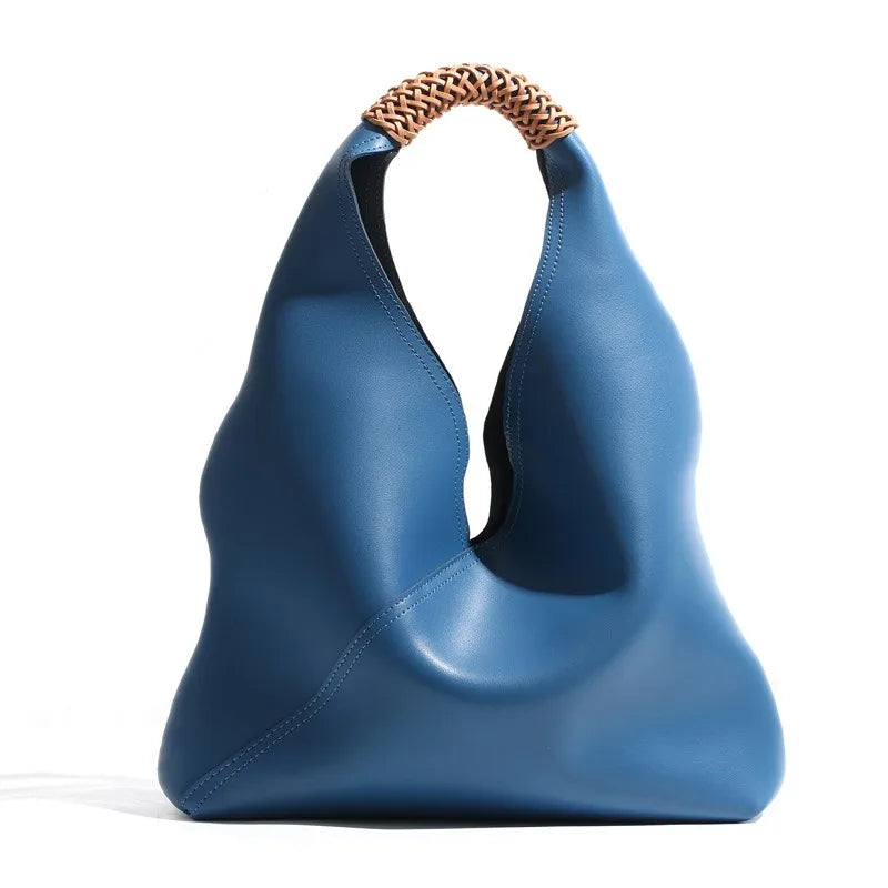 Genuine Leather Tote Bag - Spacious Spring/Summer Women's Handbag with Shoulder Strap for Commuting in Style