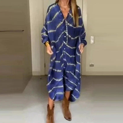 Boho Beach Holiday Maxi Dress for Women – V-Neck Summer Cardigan Style with Pockets, Loose Fit, and Elegant Printed Design for Casual Parties