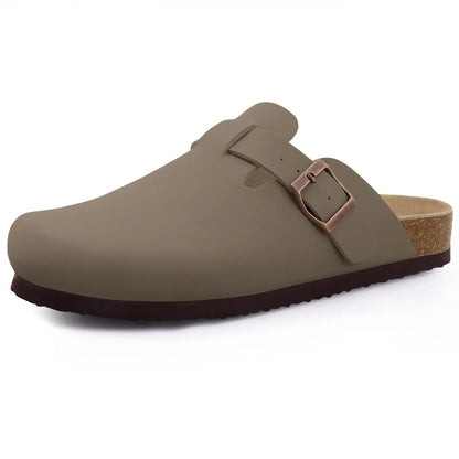 Comwarm Arch Support Suede Mules – Unisex Cork Sole Clogs for Home, Beach, Outdoor Comfort & Stylish Everyday Footwear