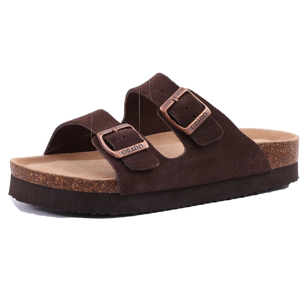 Comwarm Arch Support Suede Mules – Unisex Cork Sole Clogs for Home, Beach, Outdoor Comfort & Stylish Everyday Footwear