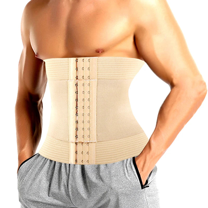 Waist Trainer Sports Belt for Men – Slimming Gym Corset with Belly Trimmer, Body Shaper Wrap for Weight Loss and Core Support