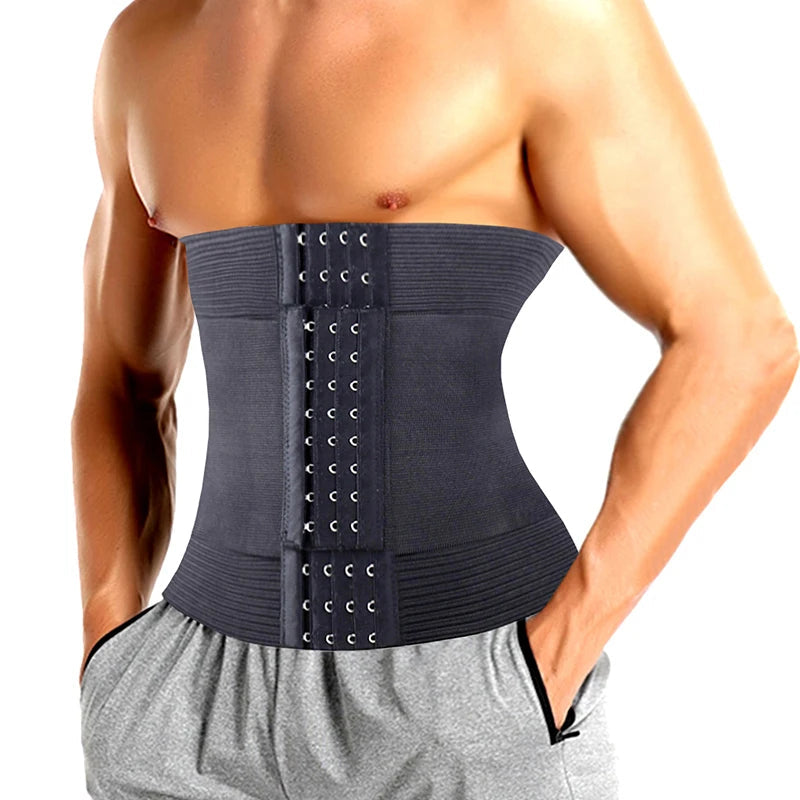 Waist Trainer Sports Belt for Men – Slimming Gym Corset with Belly Trimmer, Body Shaper Wrap for Weight Loss and Core Support