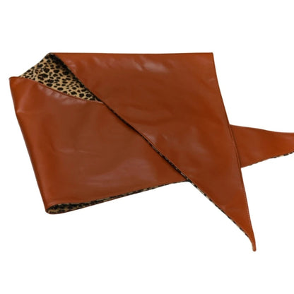 PU Leather and Leopard Bandana Headscarf – Handmade Hairscarf for Bold Style, Festival Wear & Artistic Statement Accessory