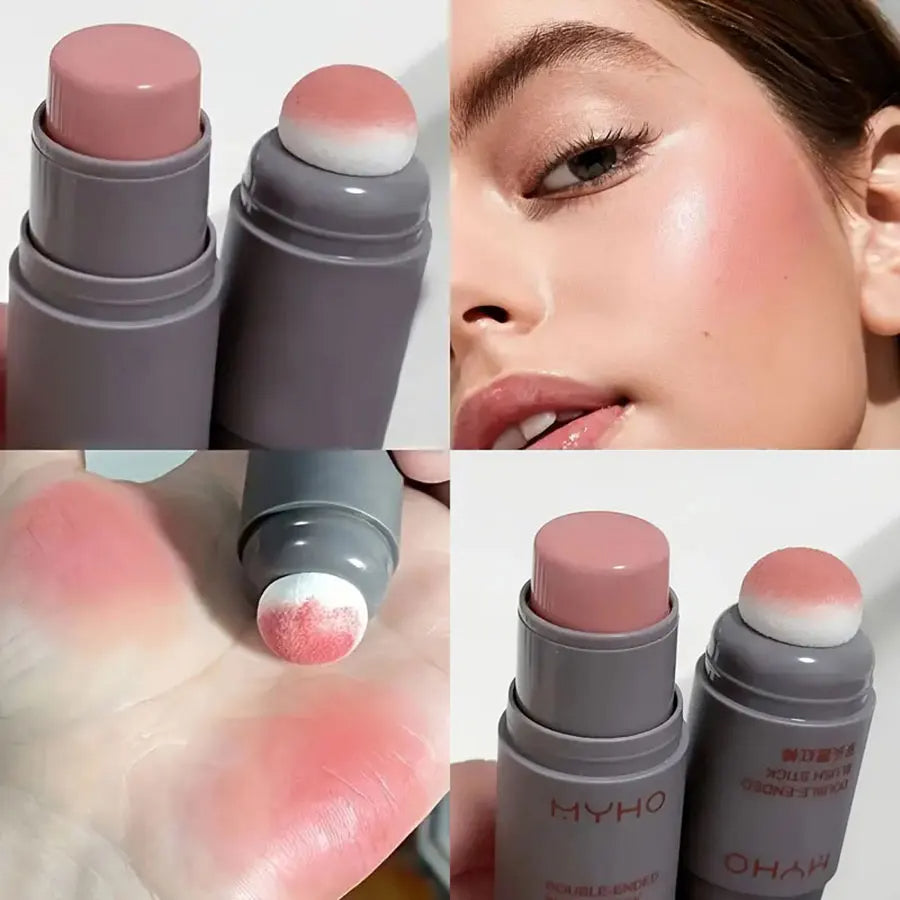 Double-Ended Blush Stick – Long-Lasting Natural Matte Cream Rouge for Monochrome Makeup Looks with Seamless, Smooth Color Blending