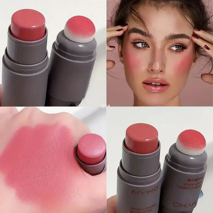 Double-Ended Blush Stick – Long-Lasting Natural Matte Cream Rouge for Monochrome Makeup Looks with Seamless, Smooth Color Blending